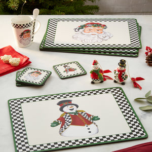 Christmas Tree Black & White Snowman Ornament