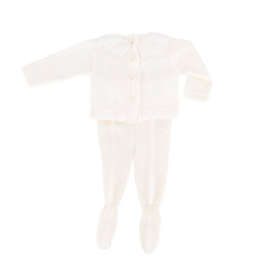 Knit Baby Girl Sweater & Stockings Set in Ivory