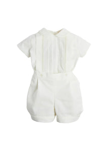 Peter Pan Collar Short Sleeved Two Piece Set in Ivory (12mths-4yrs) Sets from Pepa London