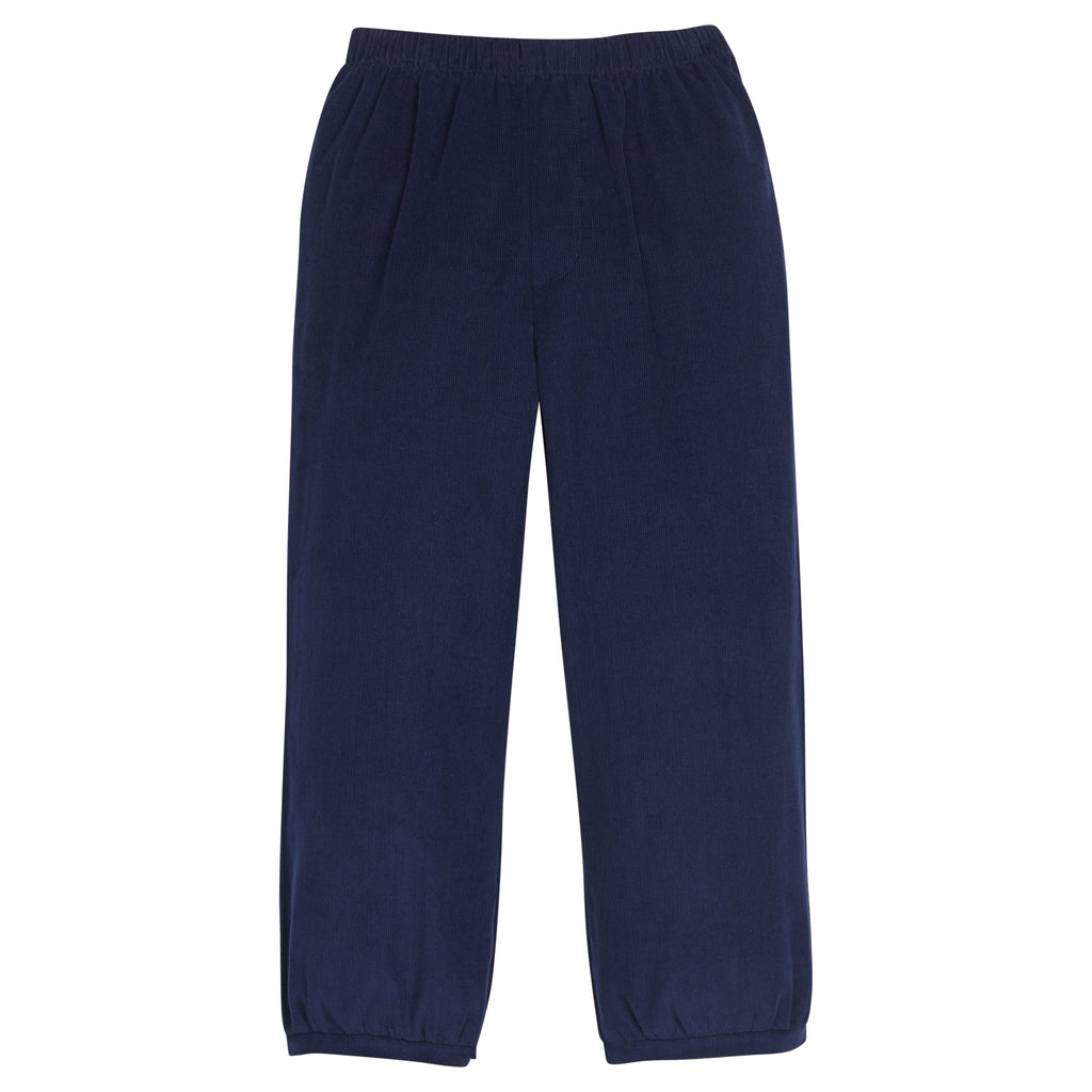 Little English classic kids clothes, banded navy corduroy pant for toddler boys with elastic waistband