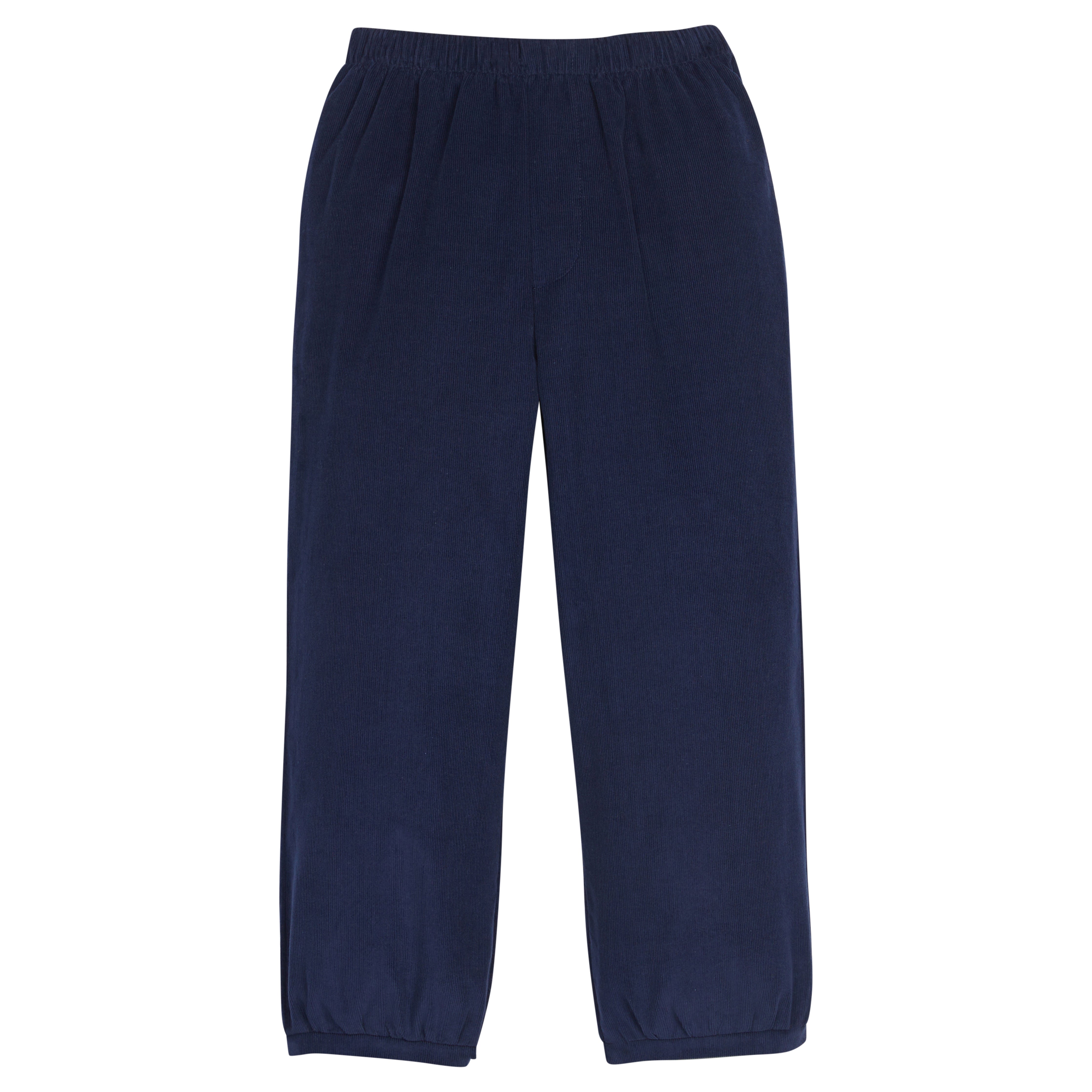 Little English classic kids clothes, banded navy corduroy pant for toddler boys with elastic waistband