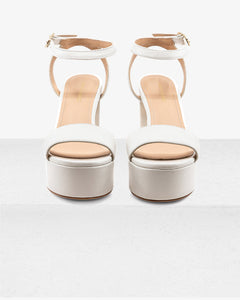 Becka White Leather Platform