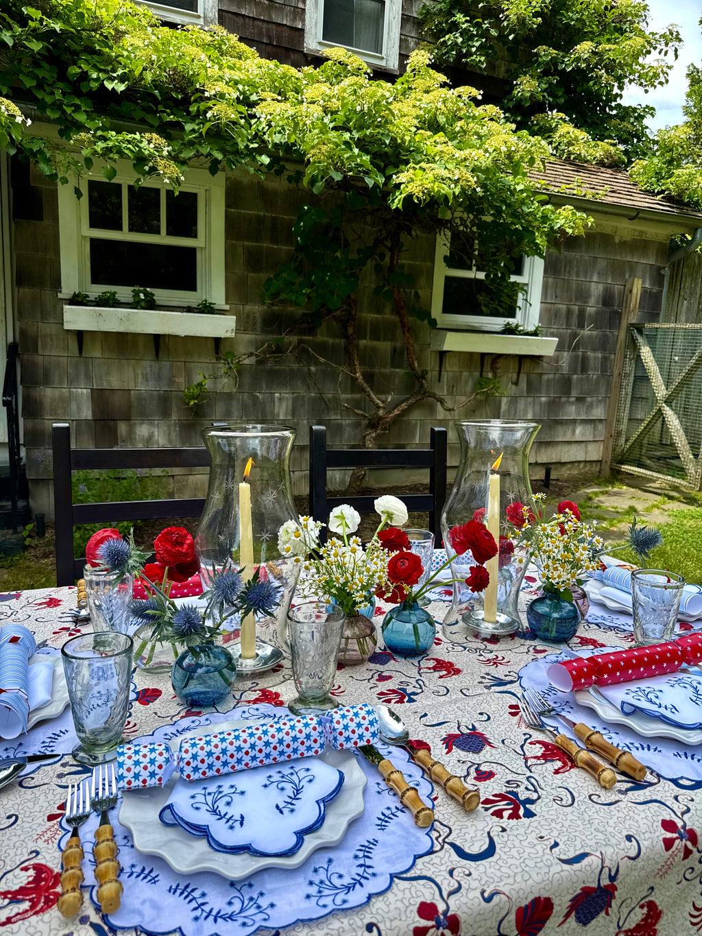 Fleur Des Indes Tablecloth in Blue & Red