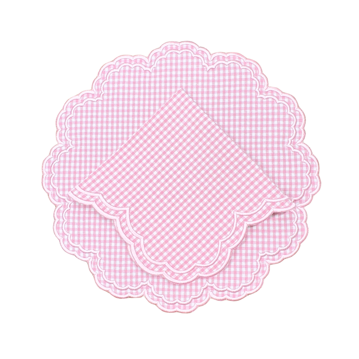 Bettina-Gingham Placemat in Pink, Set of 4