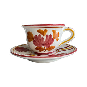 Blossom Teacup and Saucer in Burgundy