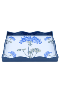 Blue Hydrangea Lacquerware Scalloped Tray