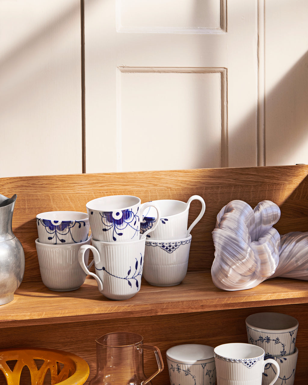 Blue Fluted Mega Mug 12.25 Oz S/2