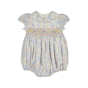 Ondine Floral Blue Short Sleeve Bubble Romper