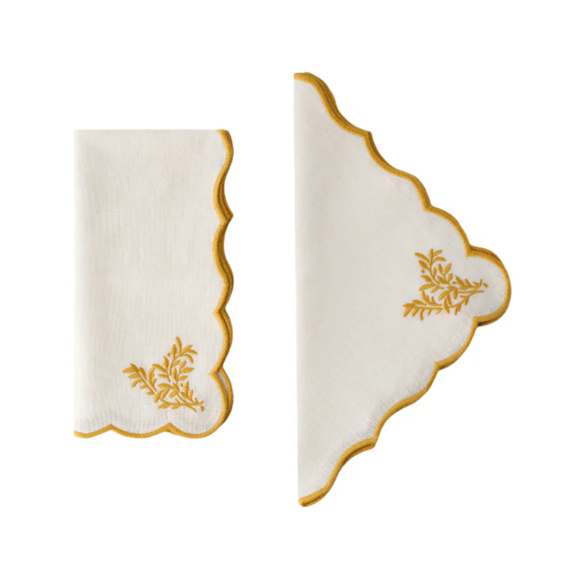Botanica Embroidered Napkin in Yellow