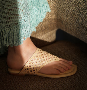 Brenda Flat Natural Raffia Sandal