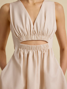 Cutout Cotton Bubble Dress in Ecru
