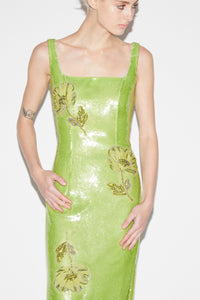Marilyn Dress Lime Sequins