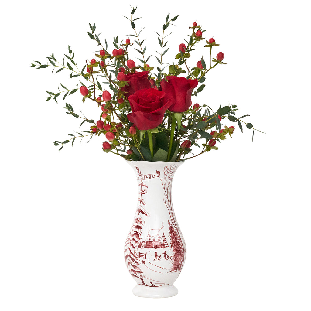 Country Estate Winter Frolic 9" Vase in Ruby
