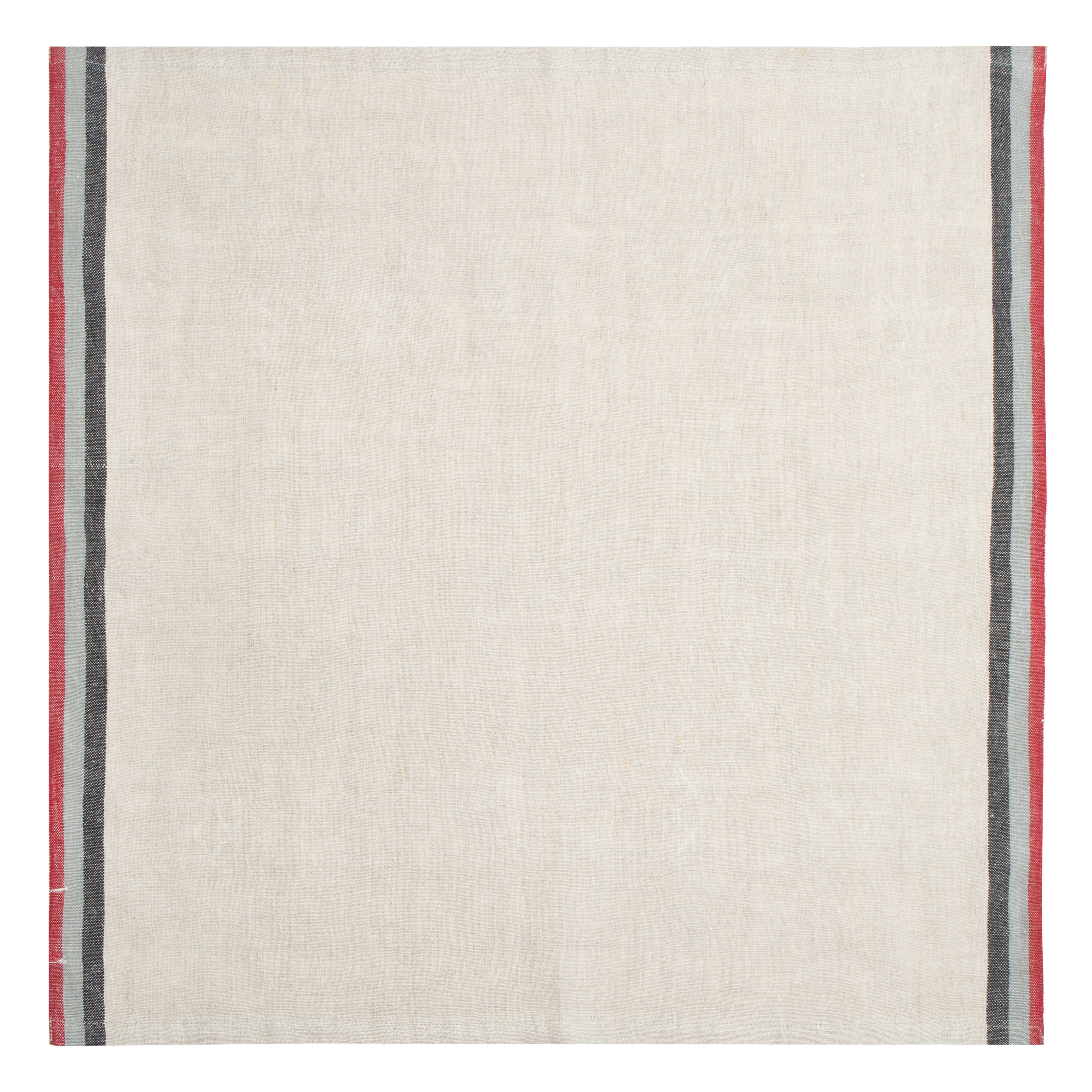 Normandy Natural Napkins in Red, Grey, & Black Stripes, Set of 4