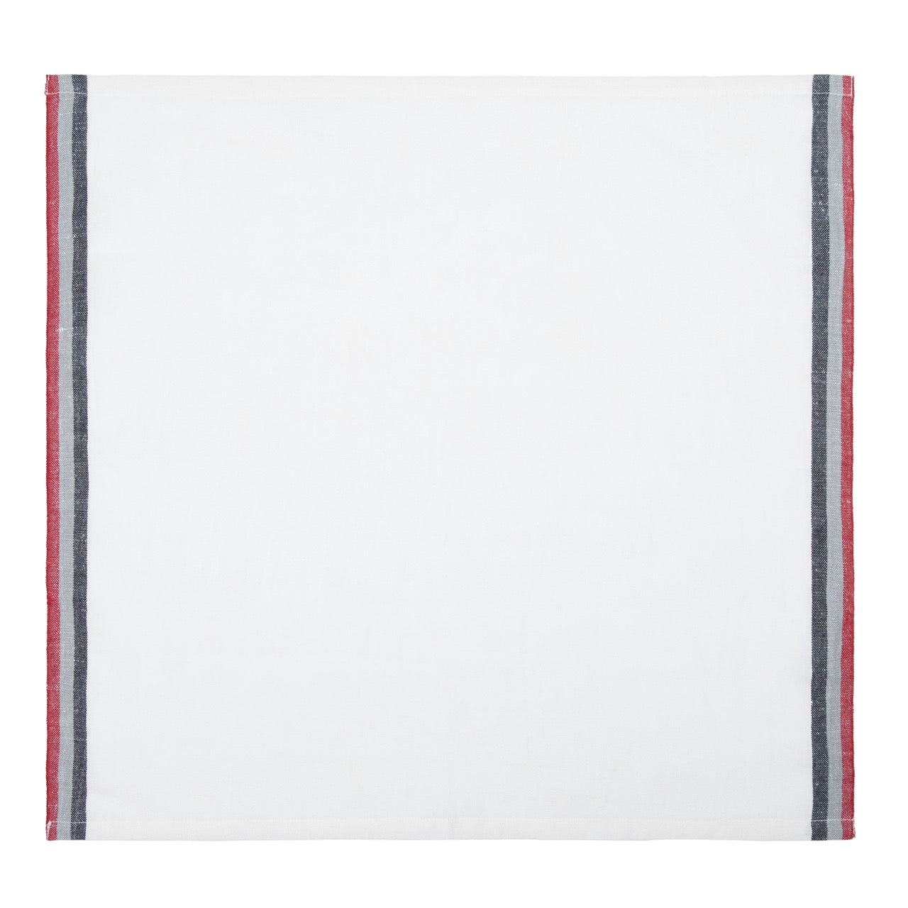 Normandy White Napkins in Red, Grey, & Black Stripes, Set of 4