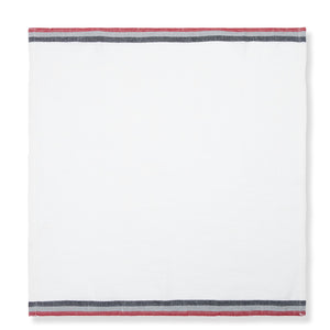 Normandy White Napkins in Red, Grey, & Black Stripes, Set of 4