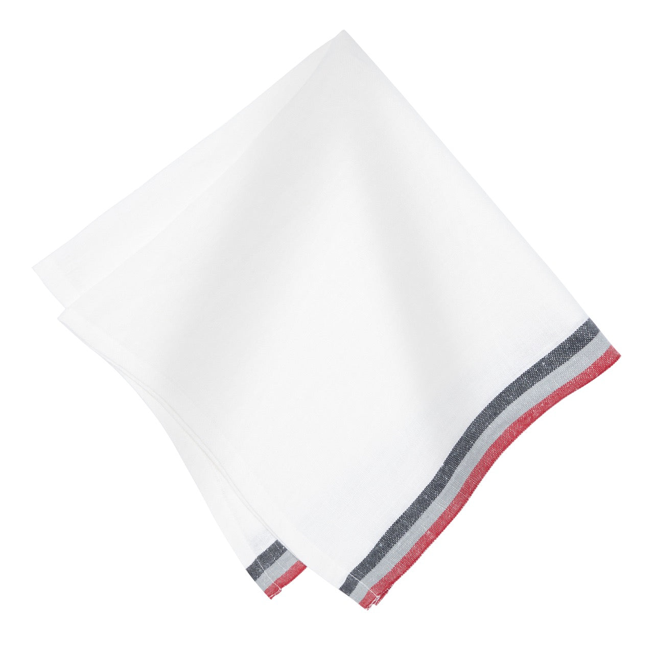 Normandy White Napkins in Red, Grey, & Black Stripes, Set of 4