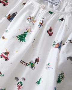 Girl’s Twill Delphine Nightgown in Holiday Town
