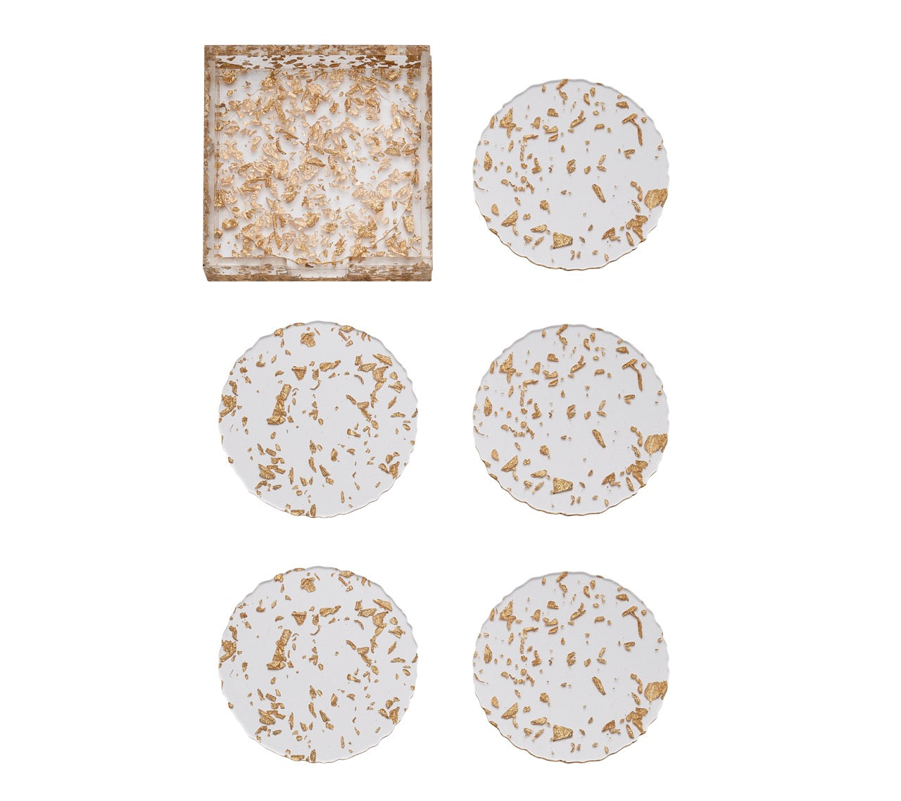 Stardust Drink Coasters in Clear & Gold, Set of 6