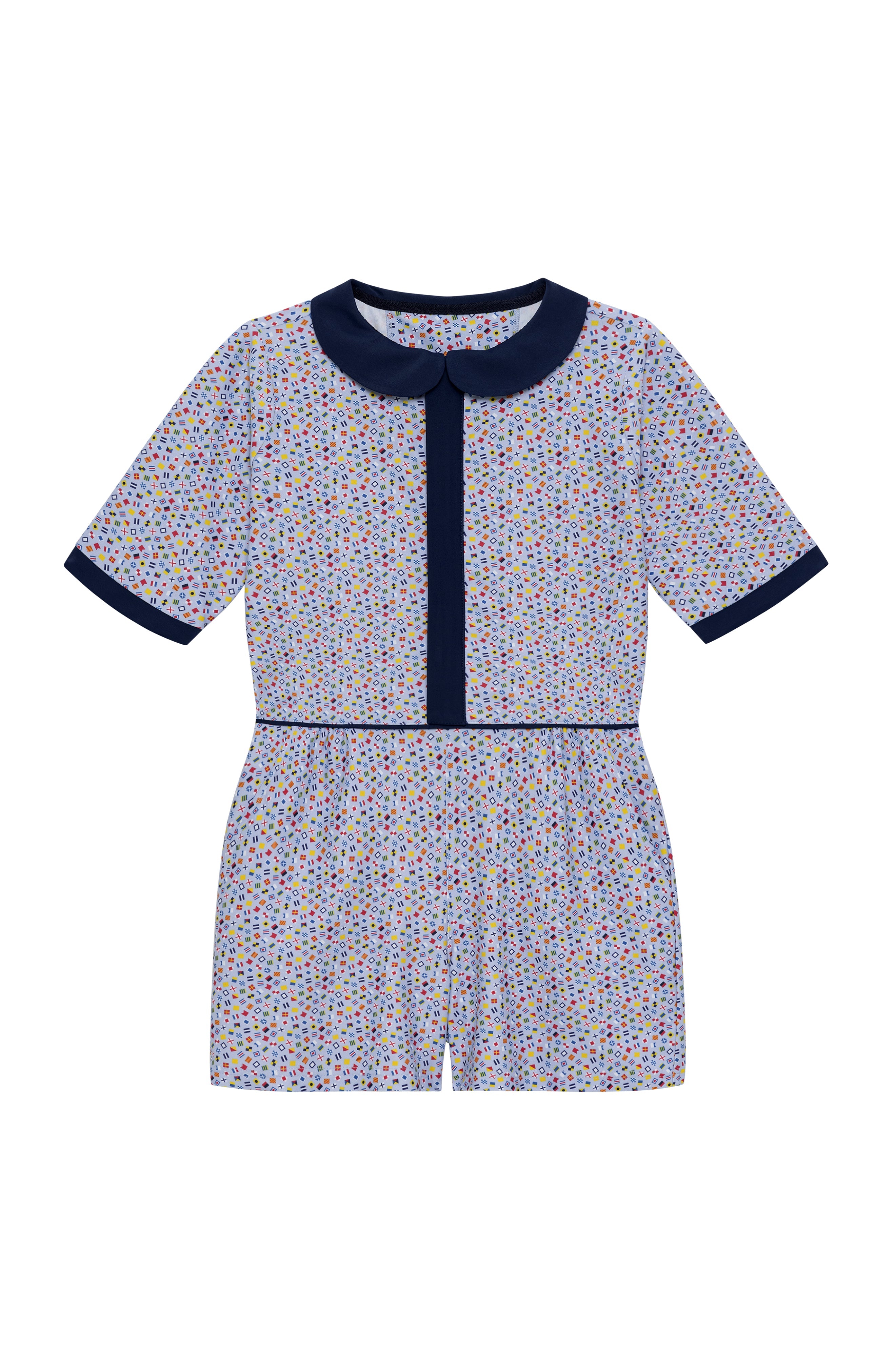 Little Skipper Romper in Floral Seersucker