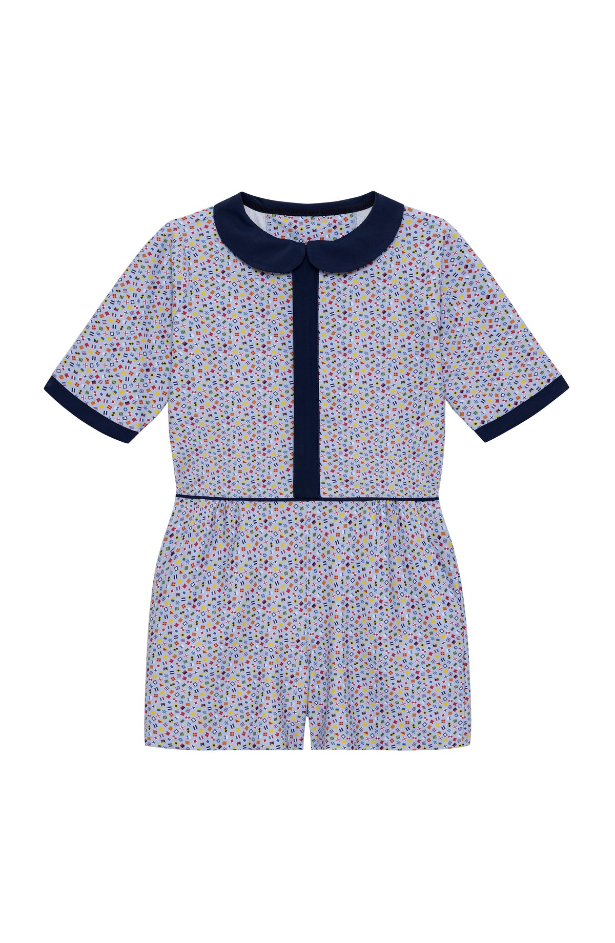 Little Skipper Romper in Floral Seersucker