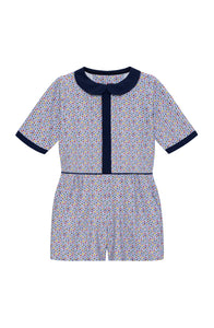 Little Skipper Romper in Floral Seersucker