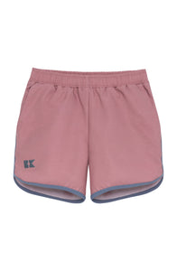 Retro Super Short in Dusty Pink with Slate Piping