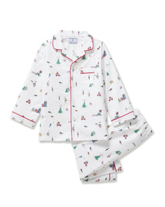 Kid’s Twill Pajama Set in Holiday Town