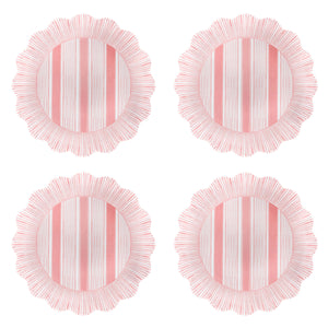Cabana Stripe Melamine Dessert/Salad Plate, Set of 4 in Coral