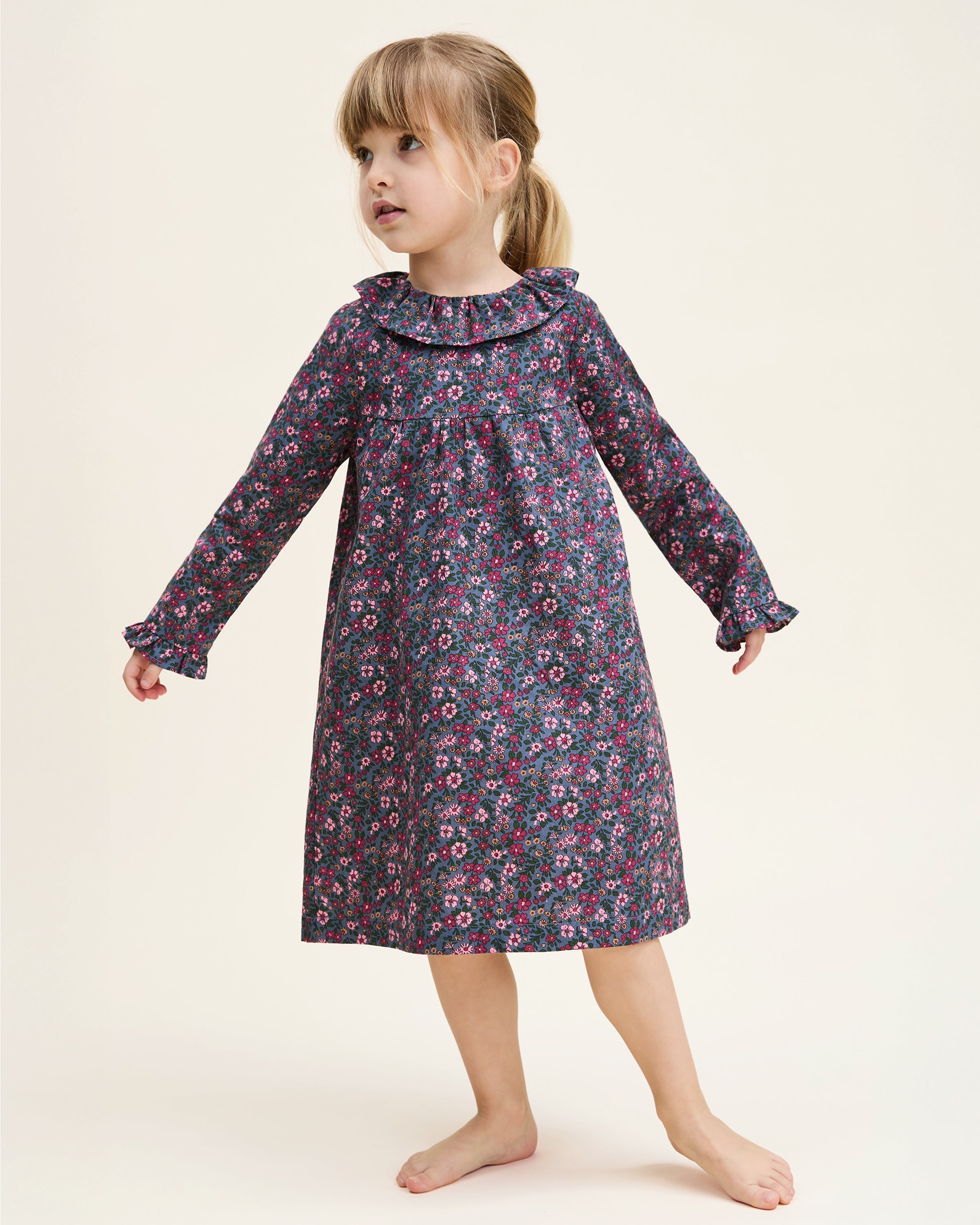 Girl’s Twill Scarlett Nightgown in Fleurs de Saison