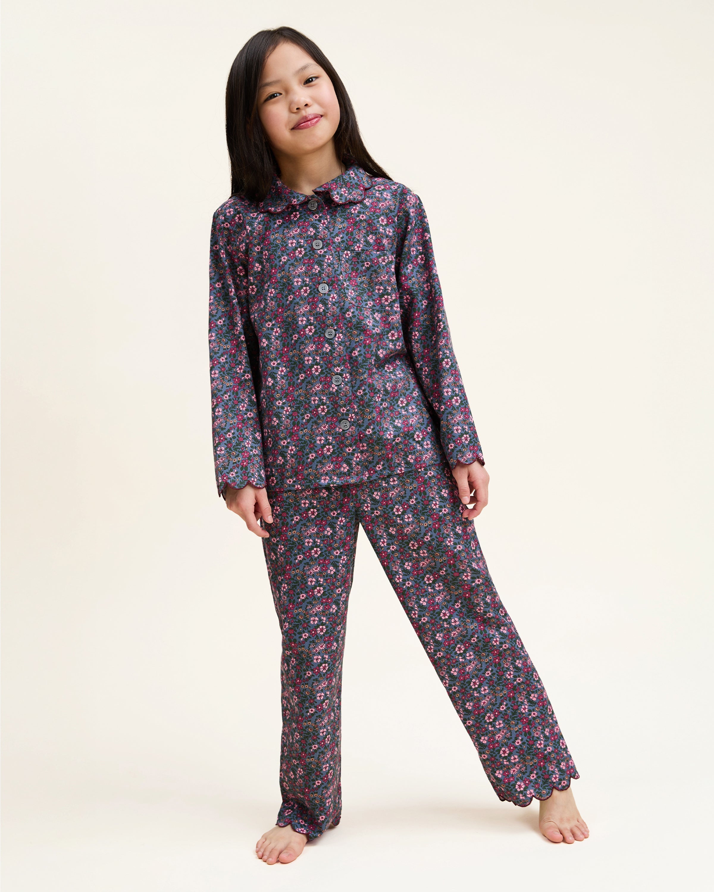 Kid’s Twill Colette Pajama Set in Fleurs de Saison