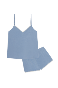 Frida TENCEL™ Modal Cami & Short PJ Set in Wedgewood Blue/Ivory