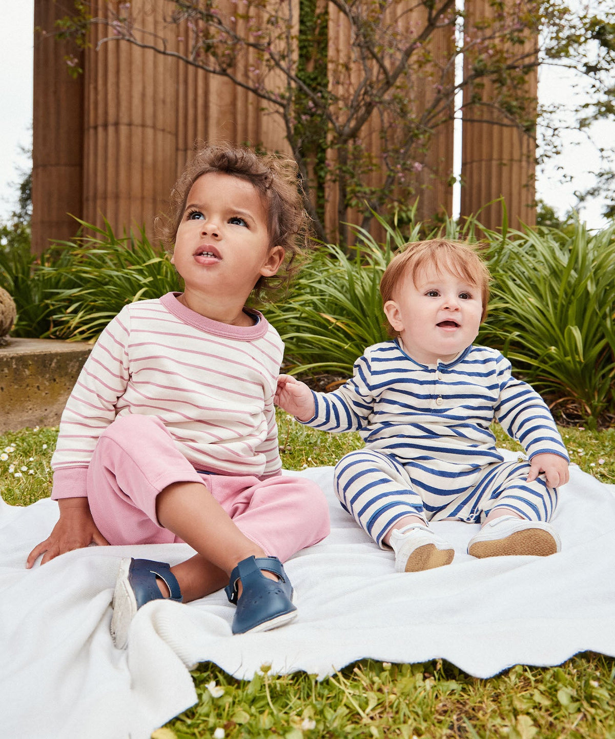 Campbell Romper in Navy Stripe