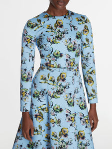 Capucine Dress In Yellow & Green Floral Print Genzianella Model Detail Shot | Emilia Wickstead