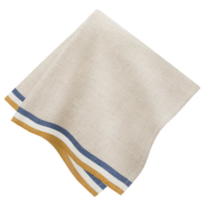 Normandy Napkins in Mustard, Natural & Blue Stripes, Set of 4