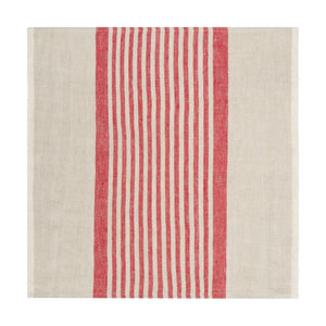 Brittany Natural Napkins in Natural & Red, Set of 4