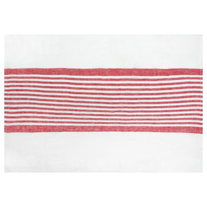 Brittany White Tea Towels in White & Red, Set of 2