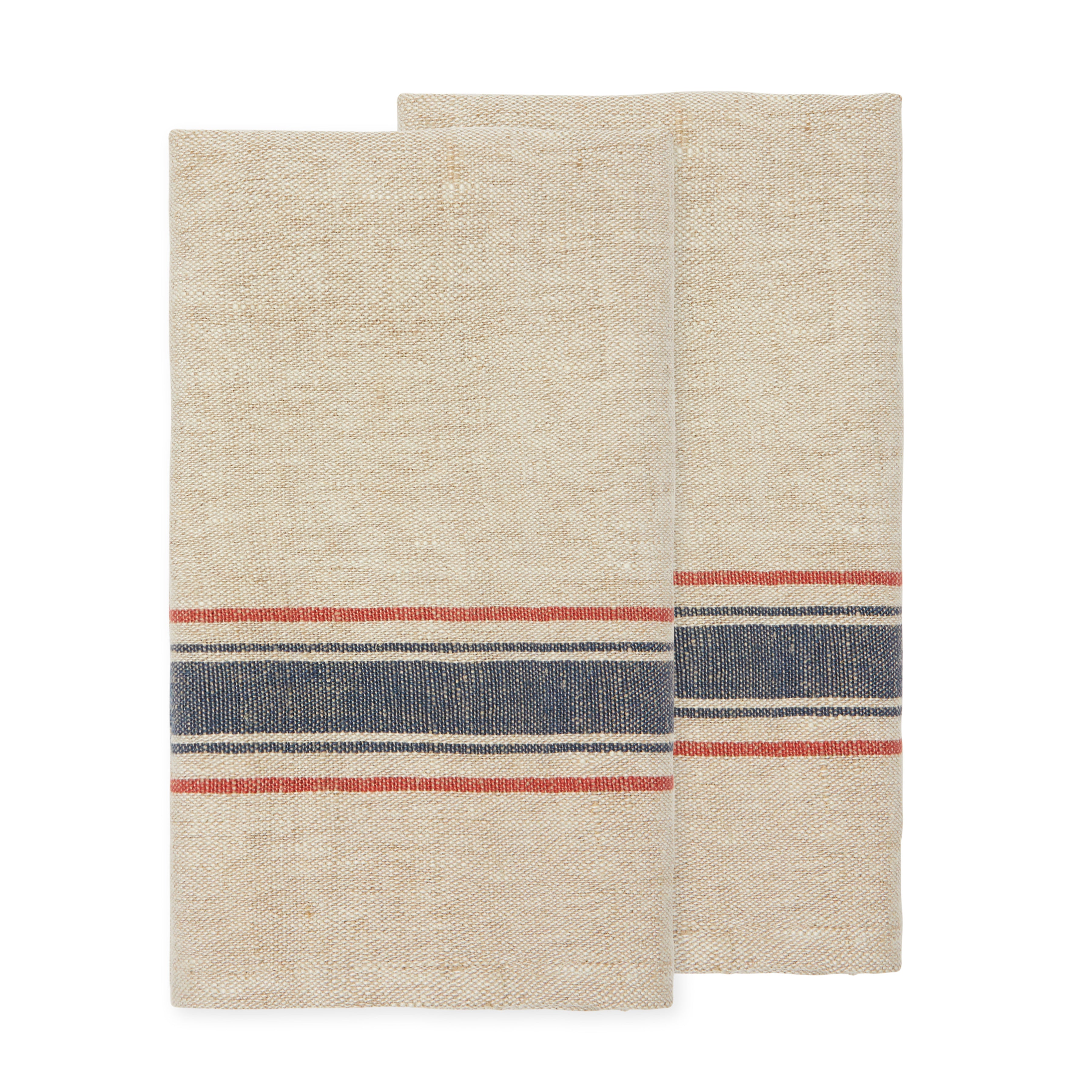 Menton Towel in Natural & Denim, Set of 2