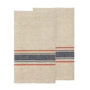 Menton Towel in Natural & Denim, Set of 2