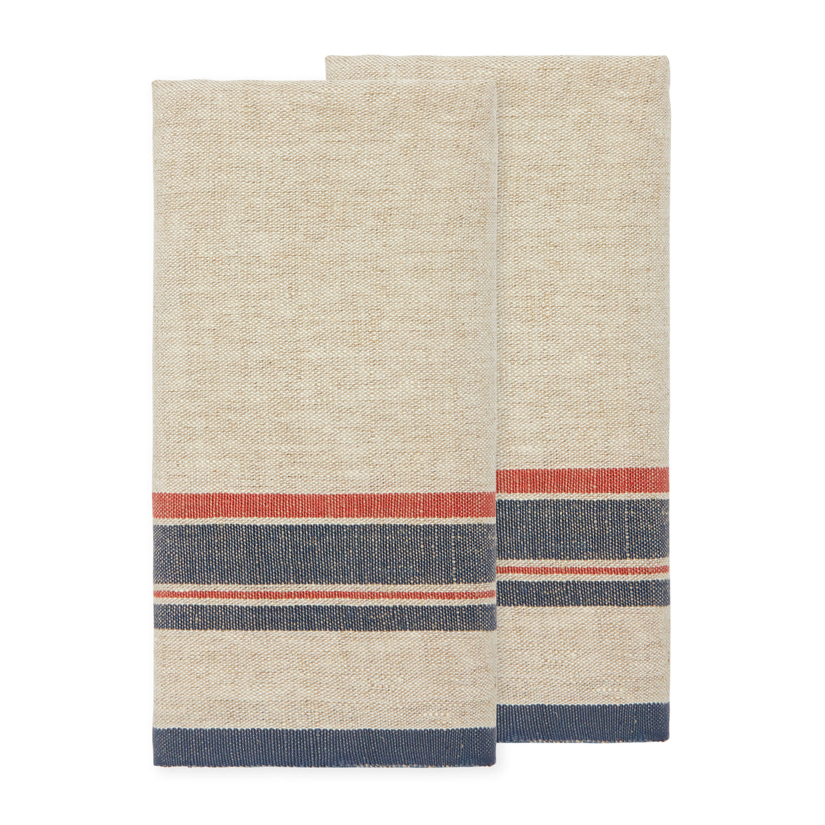 Antibes Tea Towels in Natural & Red, Set of 2
