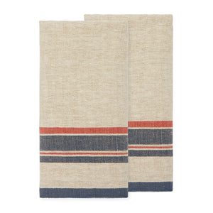 Antibes Tea Towels in Natural & Red, Set of 2