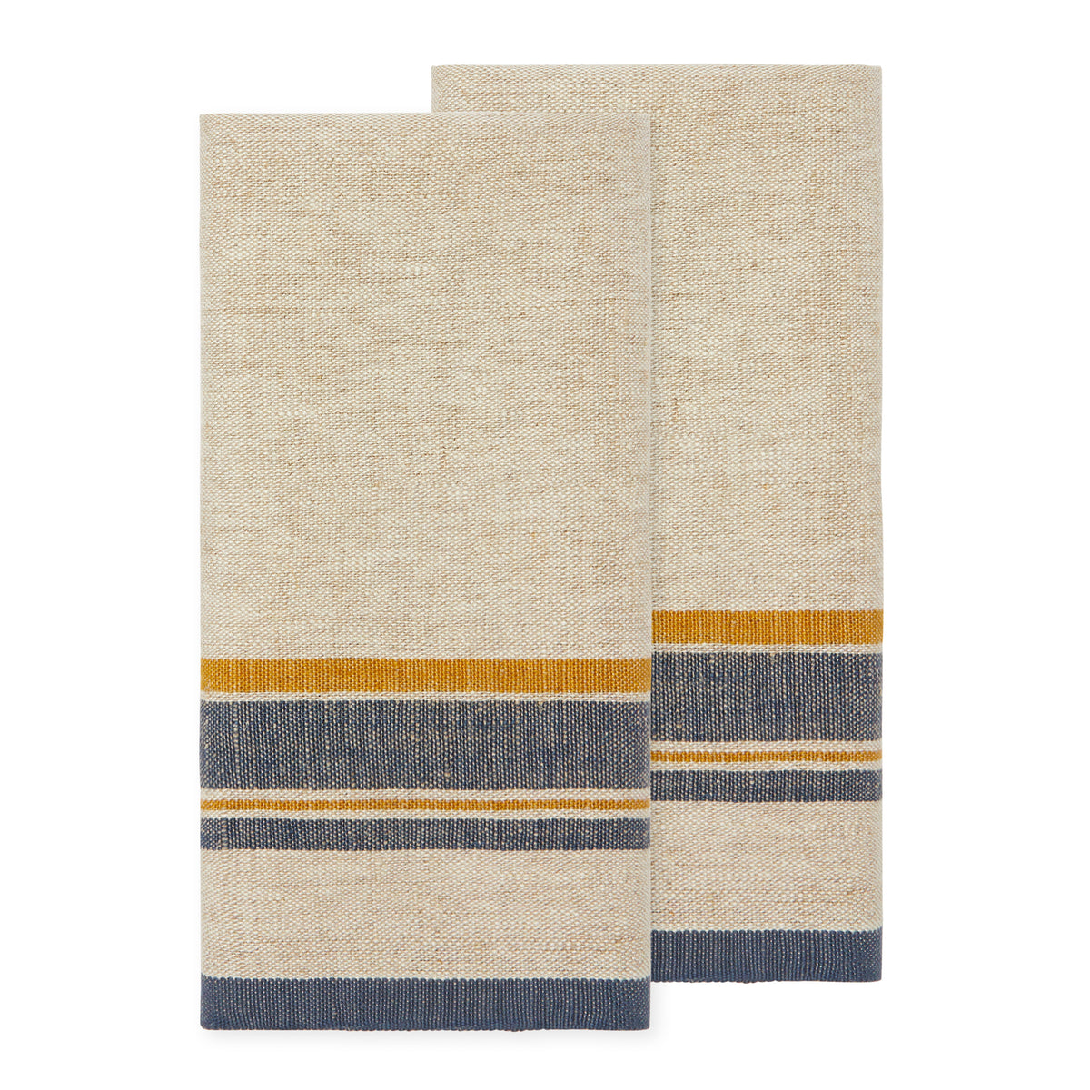 Antibes Tea Towels in Natural & Blue, Set of 2