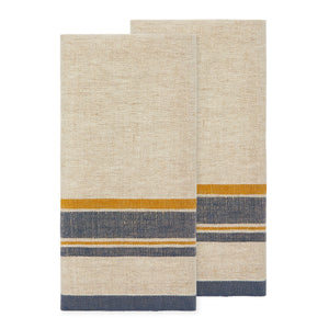 Antibes Tea Towels in Natural & Blue, Set of 2