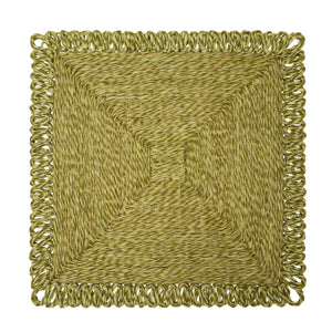Loopy Square Placemat in Olive Green, Set of 4
