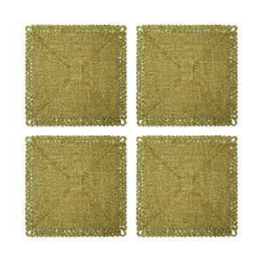 Loopy Square Placemat in Olive Green, Set of 4