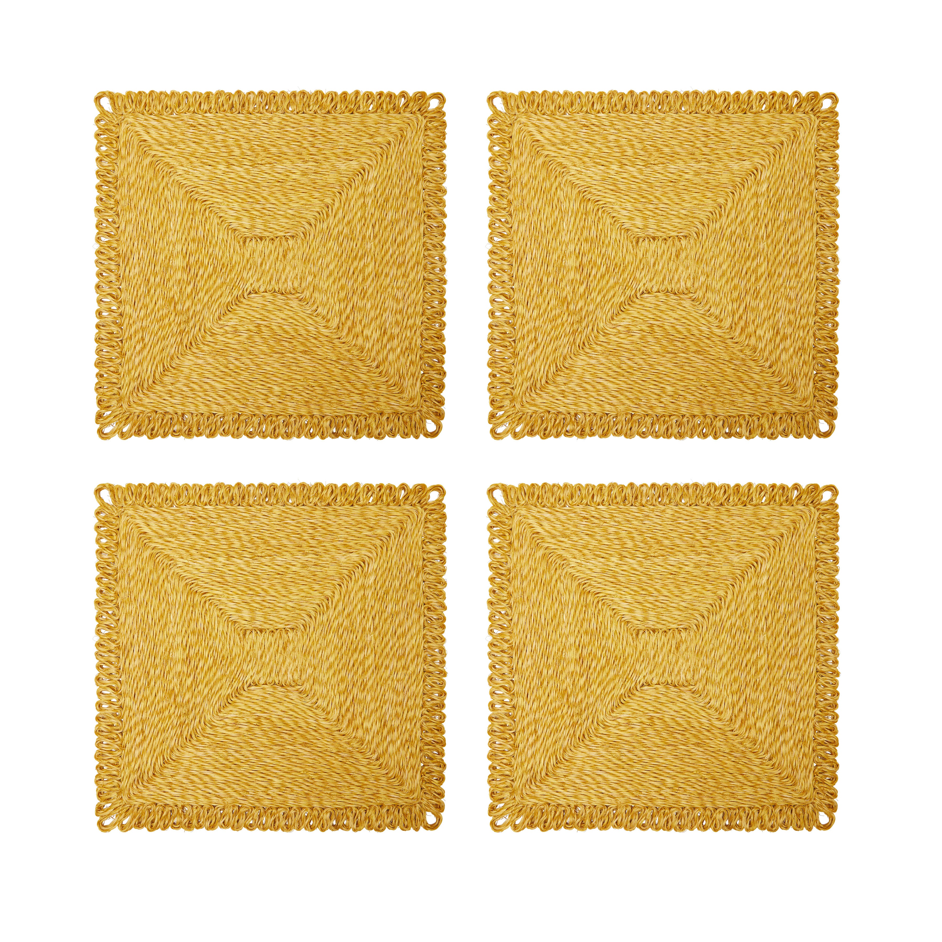 Loopy Square Placemat in Mustard, Set of 4