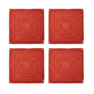 Loopy Square Placemat in Red, Set of 4