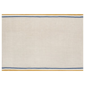 Normandy Tea Towels in Mustard, Natural & Blue Stripes, Set of 2
