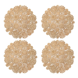 Daisy Jute 15" Round Placemat in Navy, Set of 4