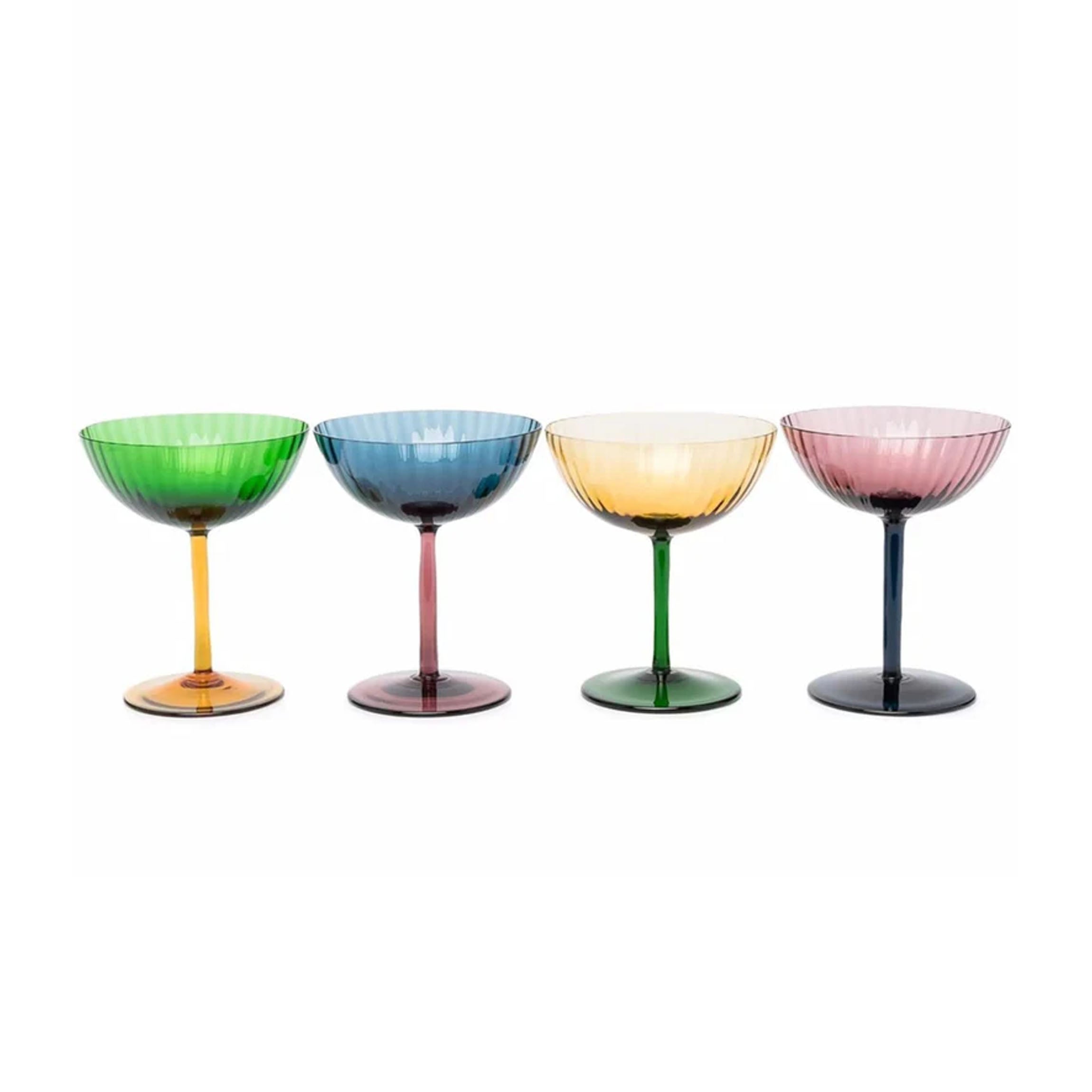 Champagne Coupe in Mixed Multicolor, Set of 4
